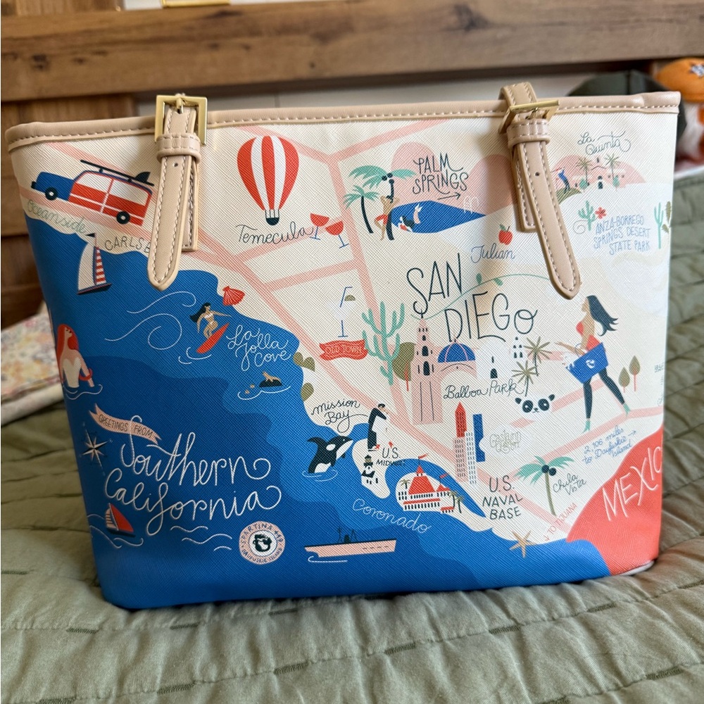 Spartina 449 Blue and Cream Shoulder Bag with Nautical Design